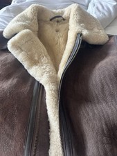 Sheepskin Shearling Leather Aviator Jacket Brown - Medium