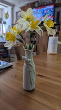 Vintage white ceramic bud vase - white,