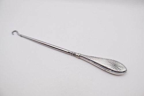 Antique silver handled button - handled,