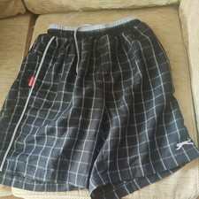 small mens swim shorts check pattern slazenger