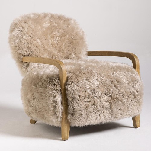 Taupe armchair real sheepskin - taupe,