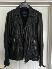 All Saints Men’s Leather Jacket - Extra Small XS - Black Kushiro Biker