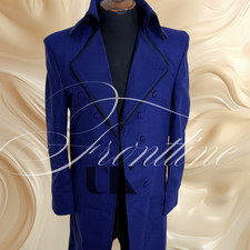 Men Regency Double Breasted Blue Wool Tailcoat- Handmade Victorian Long Overcoat