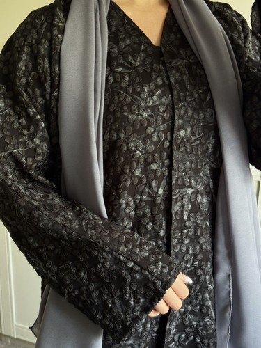 Floral jacquard women abaya - 3d,