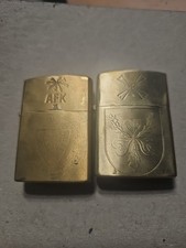 WWII German Brass Lighters – Afrika Korps & Battleship Bismarck – Set Of 2 