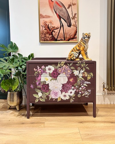 Purple green floral gold - green,