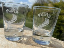 2x Bailey’s Glass Tumbler Swirl Logo Bubble Bottom Heavy Base Baileys Glasses VG