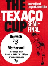 NORWICH CITY v Motherwell (Texaco Cup Semi Final) 1972/1973