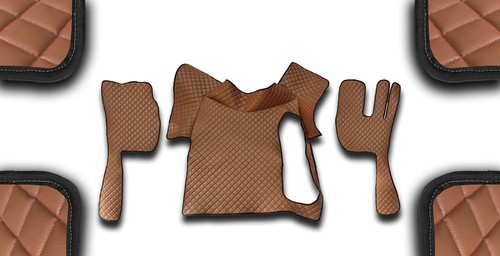 Brown eco leather floor mats - eco,