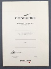 BRITISH AIRWAYS CONCORDE FLIGHT CERTIFICATE BLANK UNUSED BA LANDOR ERA 1990'S