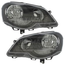 VW Polo Headlights Mk4 GTI 9N3 Hatchback 2005-2010 Black Inner Headlamps 1 Pair