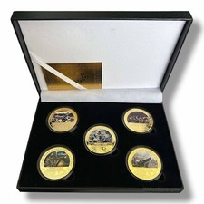 World War 2 - Battle Of Guadalcanal x5 Gold Plated Coin Set - WW2 Memorabilia