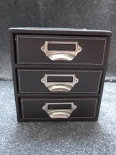 John Lewis - (Stationery) Faux Leather 3 Drawer Chest, Brown