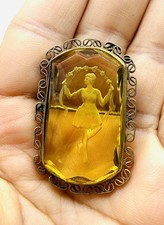 Vtg Antique Czech Yellow Glass