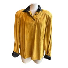 Vintage Polly Edwards Tenderness Suede Gold and Black Women's Blouse Size Large