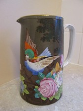 BEAUTIFUL ANTIQUE COPELAND JUG - FLOWERS BIRD & BUTTERFLIES  C.1880