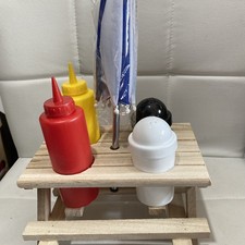 The Outdoor Living Mini Wooden Condiment Picnic Bench set with Umbrella