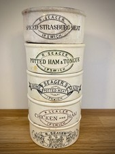 5No Transfer Potted Meat Pots Seager Ipswich including SPICED STRASBURG MEAT