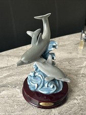 Vintage Juliana collection figurine Triple Dolphin  Resin Figurine On Plinth