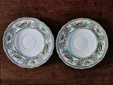 2 X Antique Faisan Radfordian, Samuel Radford 2812 Golden Pheasant Saucers