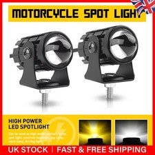 2x Motorcycle LED Spot Light Auxiliary Headlight Driving Fog Lamp Yellow & White