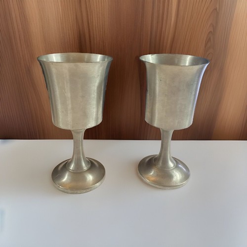 Colonial pewter stemmed goblet - colonial,