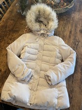 Zara Down Jacket With Hood And Faux Fur Size Large Cream