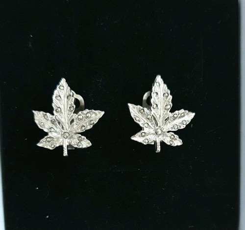 Marcasite leaf design clip - leaf, on