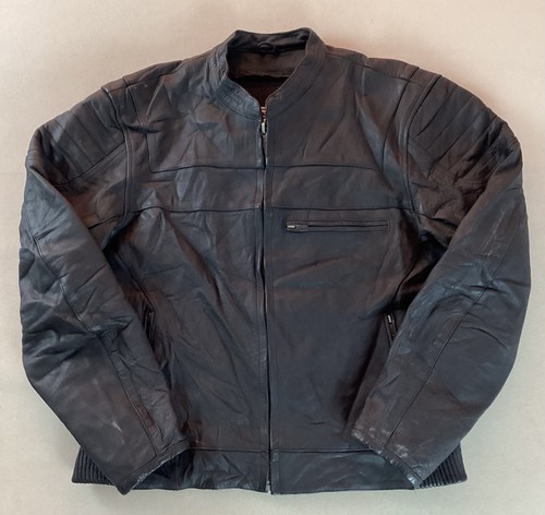 Leather biker jacket - leather, cafe