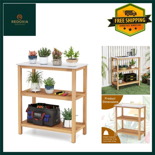 Elegant wood potting bench - wood,