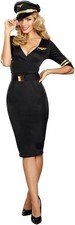 Ladies Navy Sailor Pilot Air Hostess Stewardess Uniform Fancy Dress Costumes UK