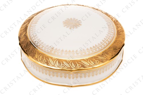 Gold inlaid round candy jar - , by