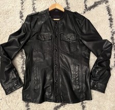 All Saints Alliance Leather Jacket Shirt Black Rocker Racer Biker Medium M Slim