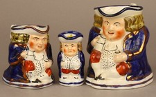 3x Allerton Toby Jugs the small standing Toby impressed Allerton