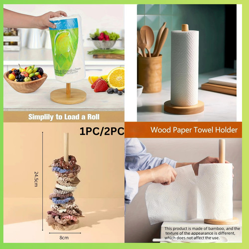 Wooden roll paper towel holder - paper,