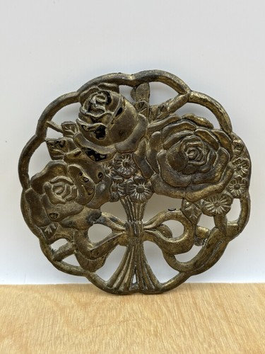 Vintage brass trivet 4 - vintage, 3-1/4”