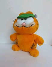 Vintage Garfield 1981  Plush Stuffed Teddy DAKIN 80s Ginger Cat 9.5” With Cap