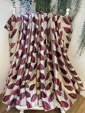 Beige Burgundy Plum Leafy Jacquard Eyelet Pair Curtains Each 116”Wx45”D Lined