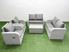 Fimous Outdoor Reclining Chair Love Sofa Rattan Garden Furniture Set Light Grey