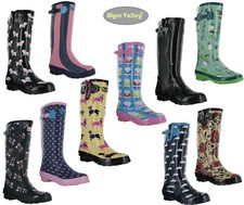 Womens Festival Wellington Rain Rubber Muck Wellie Fashion Boots Wyre Valley Sz