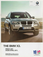 BMW X3 F25 Specifications 2011 UK Market Brochure 20d 30d SE M Sport xDrive
