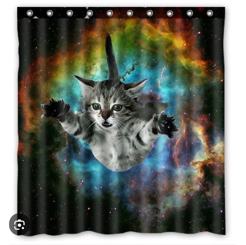 Galaxy cat shower curtain - galaxy,