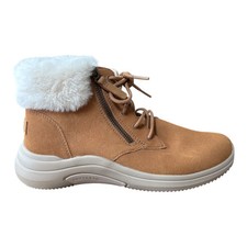 SKECHERS Side Zip Suede Ankle Boots UK 5.5 Faux Fur Midtown Goodnatured Chestn