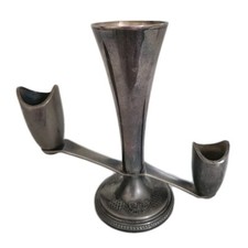 Silver Plate Grenadier Two Stem Candlestick Holder & Bud Vase 5"