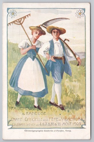 Postcard antique girl fete des - postcard,