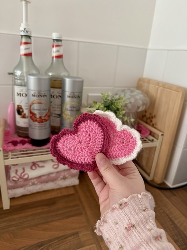 Crochet heart coaster set - crochet,