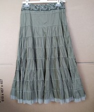 Khaki Green tiered skirt size 8, Gypsy style skirt