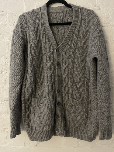 Hand knitted grey wool grandad