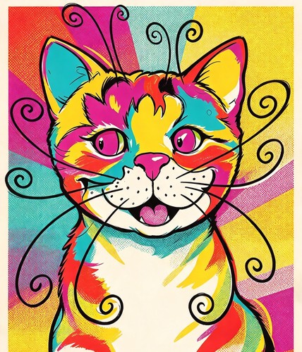 Cartoon drawing cat - cartoon, print