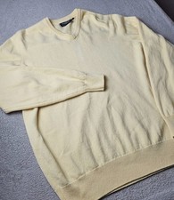 Glenmuir 1981 Scotland Mens Lambswool V Neck Jumper Sweater Yellow XL Golf